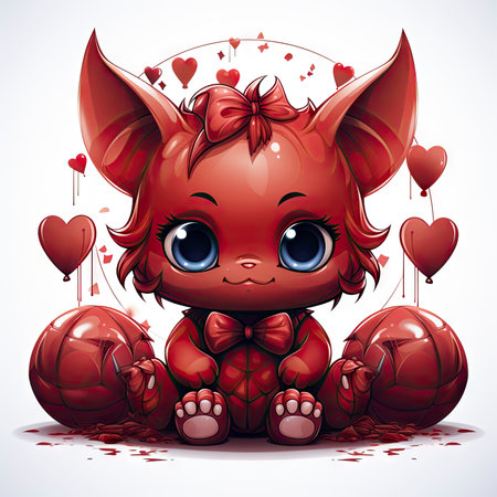 Kawaii Baby devil on white backgroundの素材