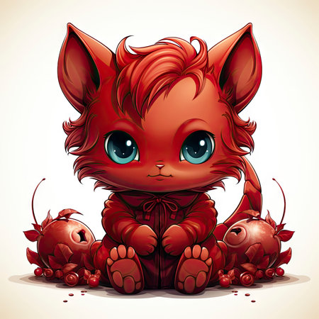 Kawaii Baby devil on white backgroundの素材