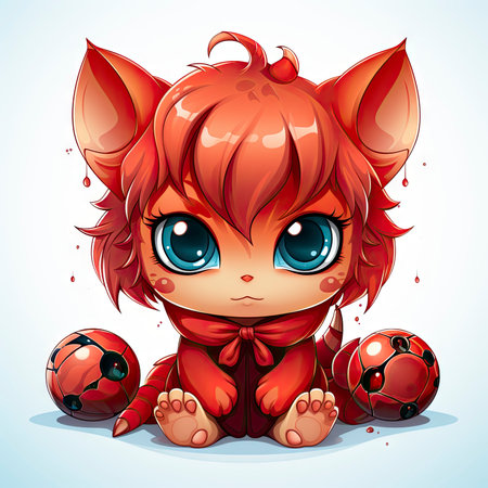 Kawaii Baby devil on white backgroundの素材
