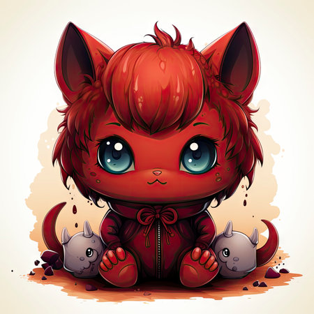 Kawaii Baby devil on white backgroundの素材