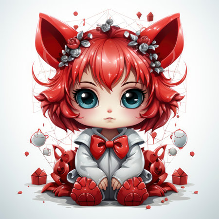 Kawaii Baby devil on white backgroundの素材
