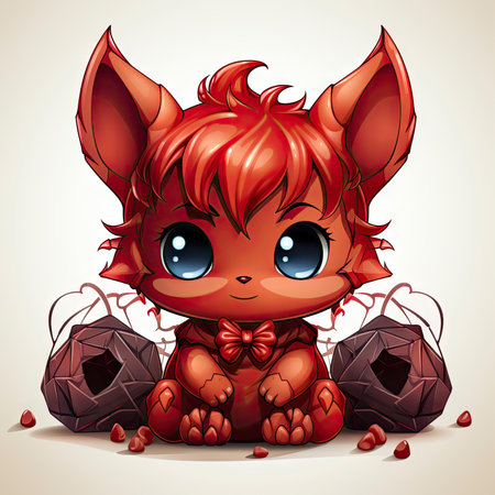 Kawaii Baby devil on white backgroundの素材