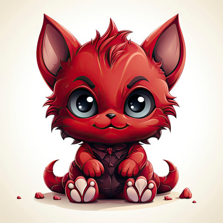 Kawaii Baby devil on white backgroundの素材