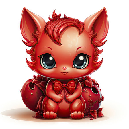 Kawaii Baby devil on white backgroundの素材