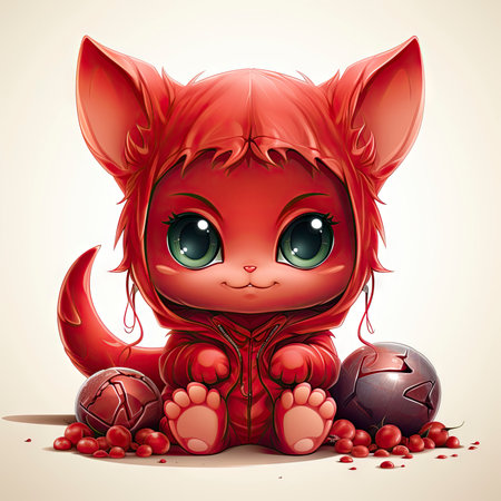 Kawaii Baby devil on white backgroundの素材