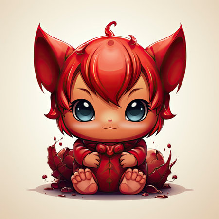 Kawaii Baby devil on white backgroundの素材