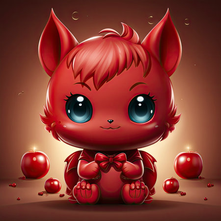 Kawaii Baby devil on white backgroundの素材