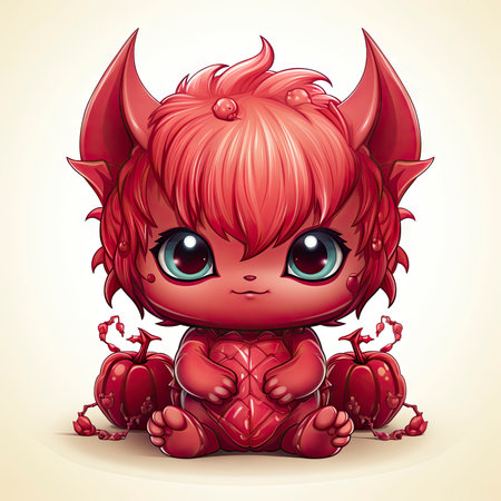Kawaii Baby devil on white backgroundの素材