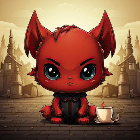 Kawaii Baby devil on white backgroundの素材