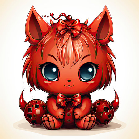 Kawaii Baby devil on white backgroundの素材
