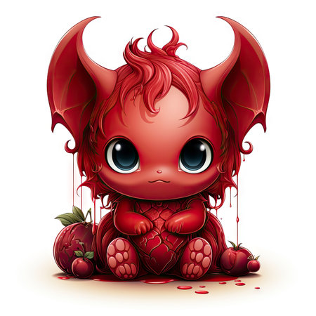 Kawaii Baby devil on white backgroundの素材