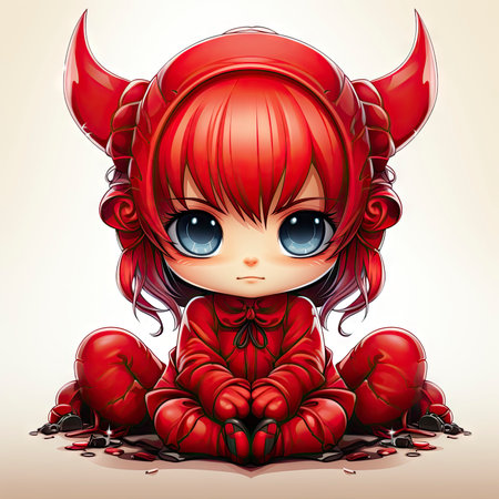 Kawaii Baby devil on white backgroundの素材