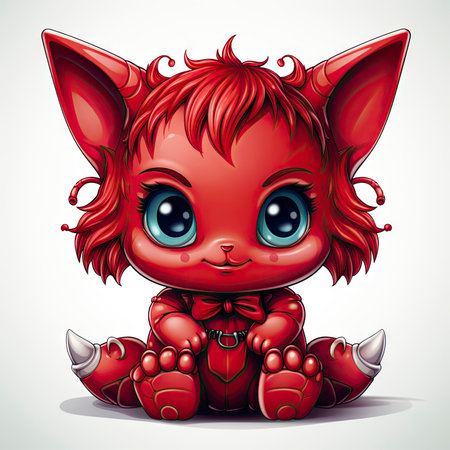 Kawaii Baby devil on white backgroundの素材