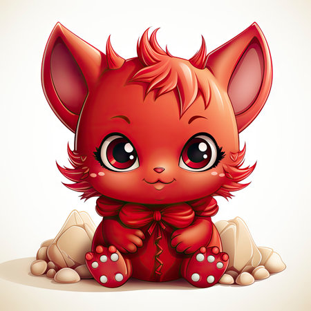 Kawaii Baby devil on white backgroundの素材
