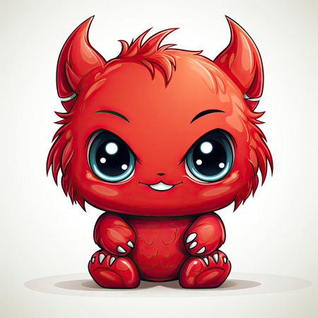 Kawaii Baby devil on white backgroundの素材