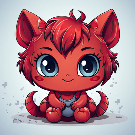 Kawaii Baby devil on white backgroundの素材