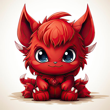 Kawaii Baby devil on white backgroundの素材