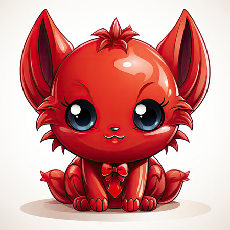 Kawaii Baby devil on white backgroundの素材