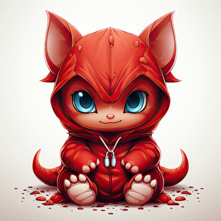 Kawaii Baby devil on white backgroundの素材