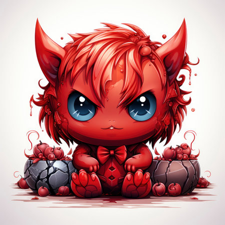 Kawaii Baby devil on white backgroundの素材