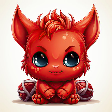 Kawaii Baby devil on white backgroundの素材