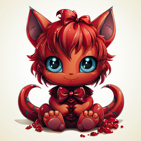 Kawaii Baby devil on white backgroundの素材