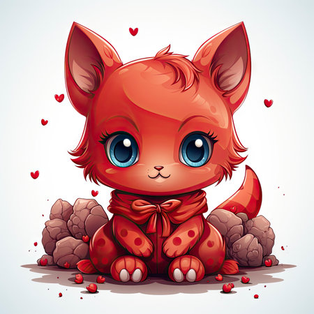 Kawaii Baby devil on white backgroundの素材