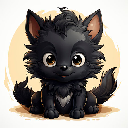 Kawaii Baby lycanthrope on white backgroundの素材