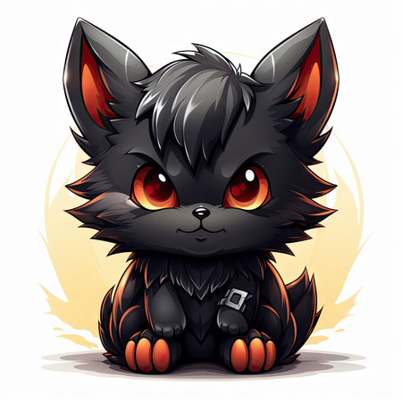 Kawaii Baby lycanthrope on white backgroundの素材