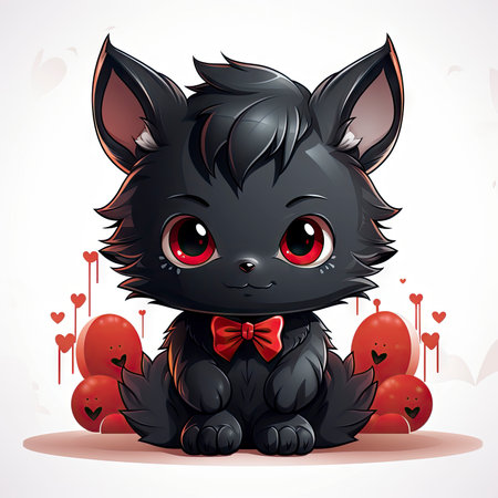 Kawaii Baby lycanthrope on white backgroundの素材