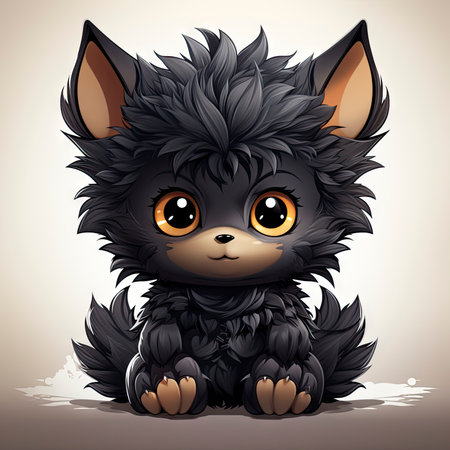 Kawaii Baby lycanthrope on white backgroundの素材