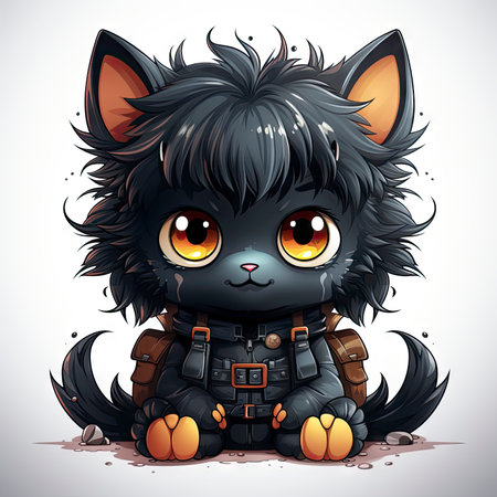 Kawaii Baby lycanthrope on white backgroundの素材