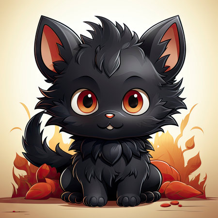 Kawaii Baby lycanthrope on white backgroundの素材