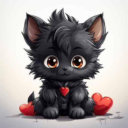 Kawaii Baby lycanthrope on white backgroundの素材