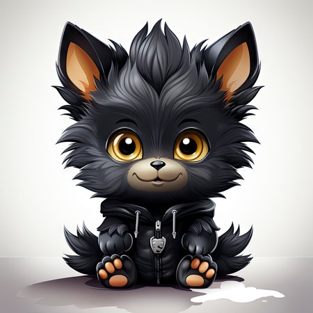 Kawaii Baby lycanthrope on white backgroundの素材
