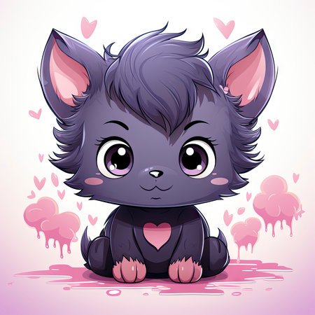Kawaii Baby lycanthrope on white backgroundの素材