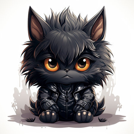 Kawaii Baby lycanthrope on white backgroundの素材