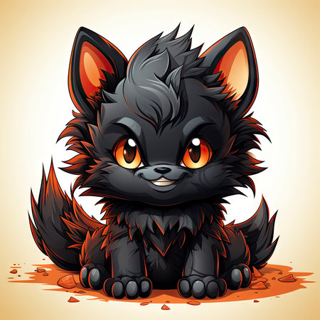Kawaii Baby lycanthrope on white backgroundの素材