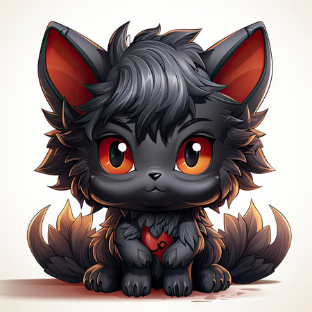 Kawaii Baby lycanthrope on white backgroundの素材