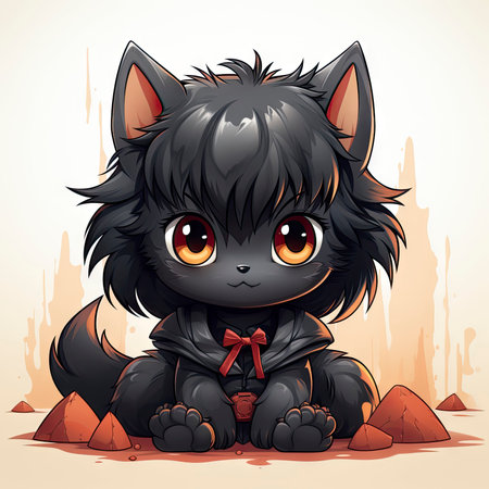 Kawaii Baby lycanthrope on white backgroundの素材