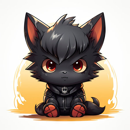 Kawaii Baby lycanthrope on white backgroundの素材