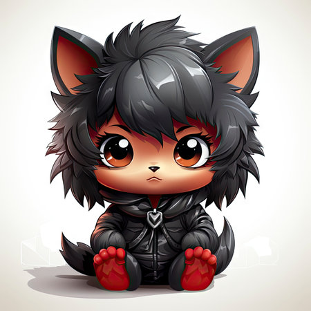 Kawaii Baby lycanthrope on white backgroundの素材