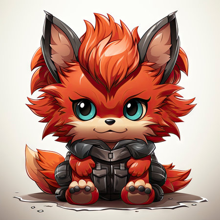 Kawaii Baby lycanthrope on white backgroundの素材