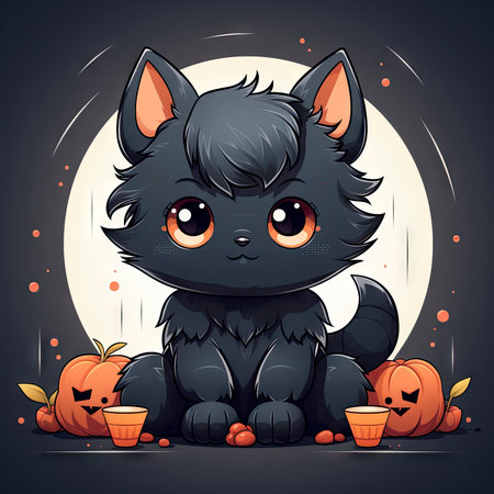Kawaii Baby lycanthrope on white backgroundの素材