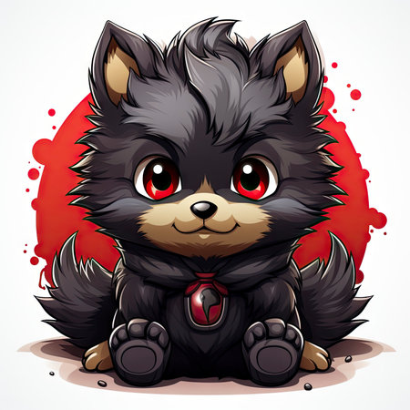Kawaii Baby lycanthrope on white backgroundの素材