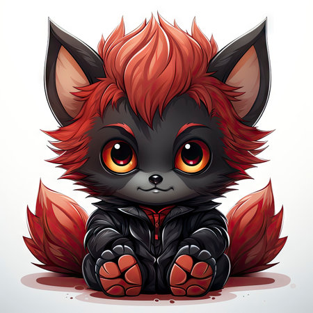 Kawaii Baby lycanthrope on white backgroundの素材