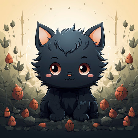 Kawaii Baby lycanthrope on white backgroundの素材