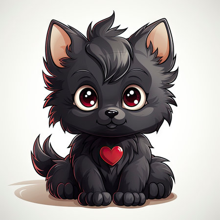 Kawaii Baby lycanthrope on white backgroundの素材
