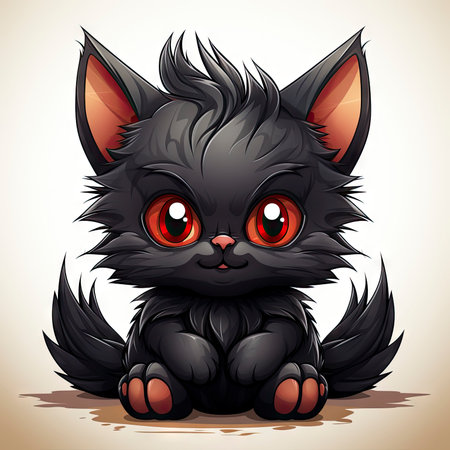 Kawaii Baby lycanthrope on white backgroundの素材