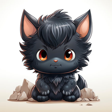 Kawaii Baby lycanthrope on white backgroundの素材